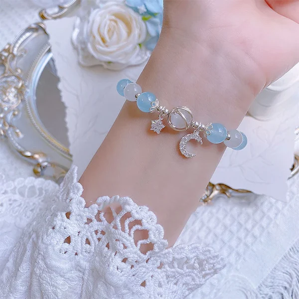 1 Starry Cat's Eye Stone Bracelet For Female Instagram In A Niche Design, New Grey Moonlight Star Moon Crystal Bracelet-805088 - Image 3