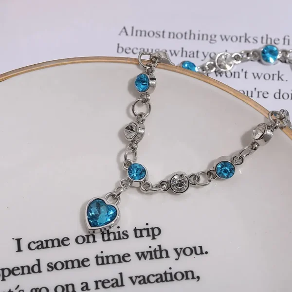 Women Silver Color Lucky Bracelet Female Blue Crystal Heart Charm Pulseras Bracelet Bridal Wedding Engagement Fine Jewelry Gift - Image 5