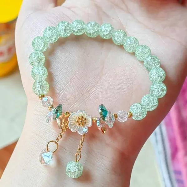 Korean New Sweet Daisy Flower Bracelet For Women Colorful Crystal Beaded Elastic Rope Bracelets Girl Party Wedding Jewelry Gifts - Image 3