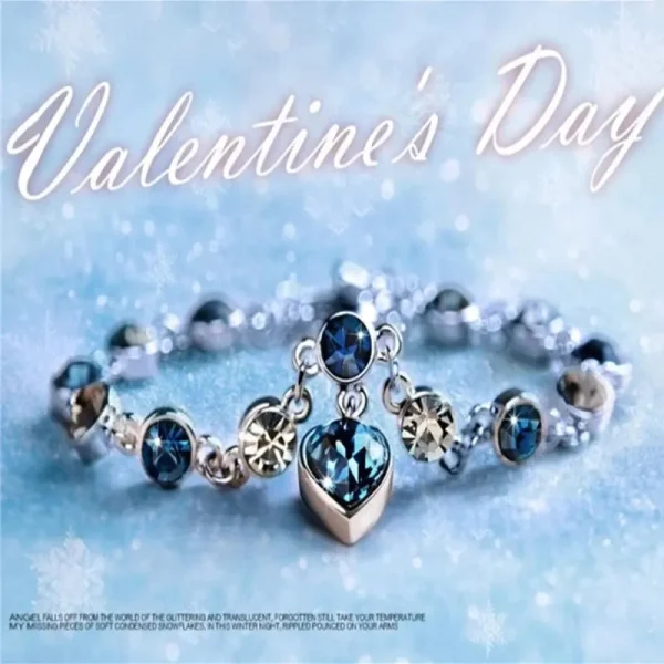 Women Silver Color Lucky Bracelet Female Blue Crystal Heart Charm Pulseras Bracelet Bridal Wedding Engagement Fine Jewelry Gift - Image 2