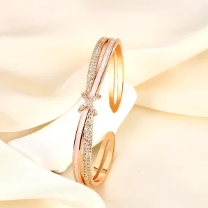 Luxury Zirconia Delicate Knot Open Bangles for Women Fashion Brand Jewelry Crystal Thin Bracelets Party Accessories Gifts