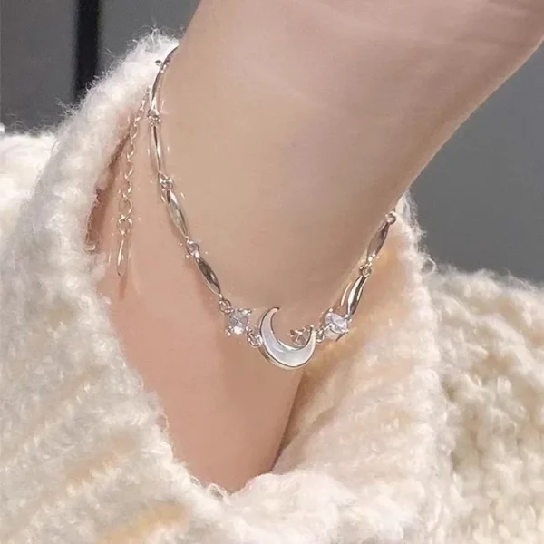 Shiny Pink Crystal Cherry Blossom Bracelets For Women Girls Sweet Moon Bow Flowers Zircon Bracelet Party Aesthetic Egirl Jewelry - Image 2