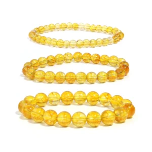 OAIITE Citrine Bracelet for Women Quartz Crystal Agate Jewelry Birthday Gift Yoga Meditation Stretch Wealth Bracelet for Men