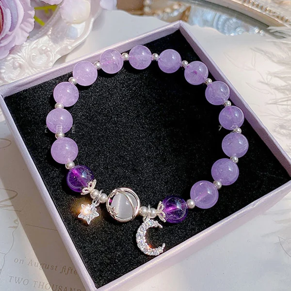 1 Starry Cat's Eye Stone Bracelet For Female Instagram In A Niche Design, New Grey Moonlight Star Moon Crystal Bracelet-805088 - Image 2